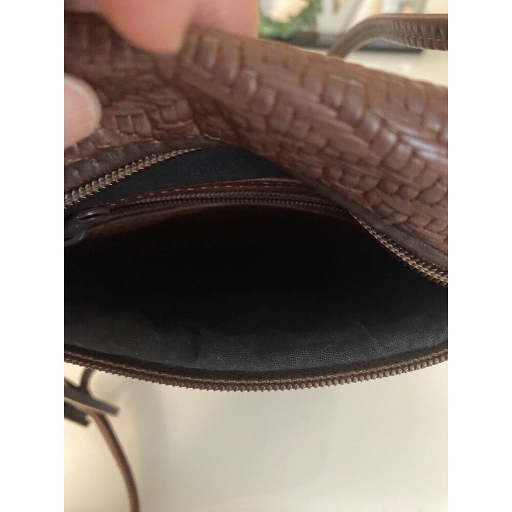 Vintage Brown Tooled Leather Cross Body Purse Handbag Shoulder Bag Tassel 9"x6" - Picture 11 of 16